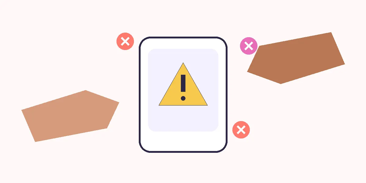 Abstract vector illustration of warning signs when someone pressures a dating app conversation to move elsewhere.