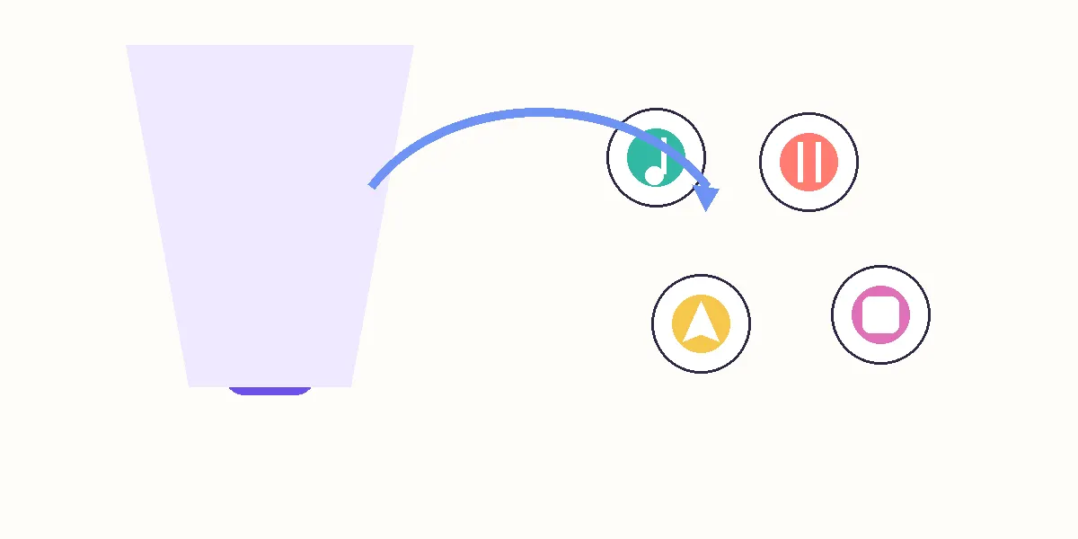 Abstract vector illustration showing attention shifting from self-monitoring toward curiosity about another person.