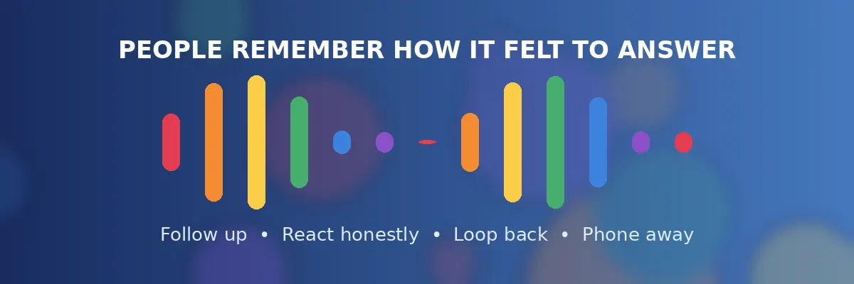 Listening skills banner - follow up, react honestly, loop back