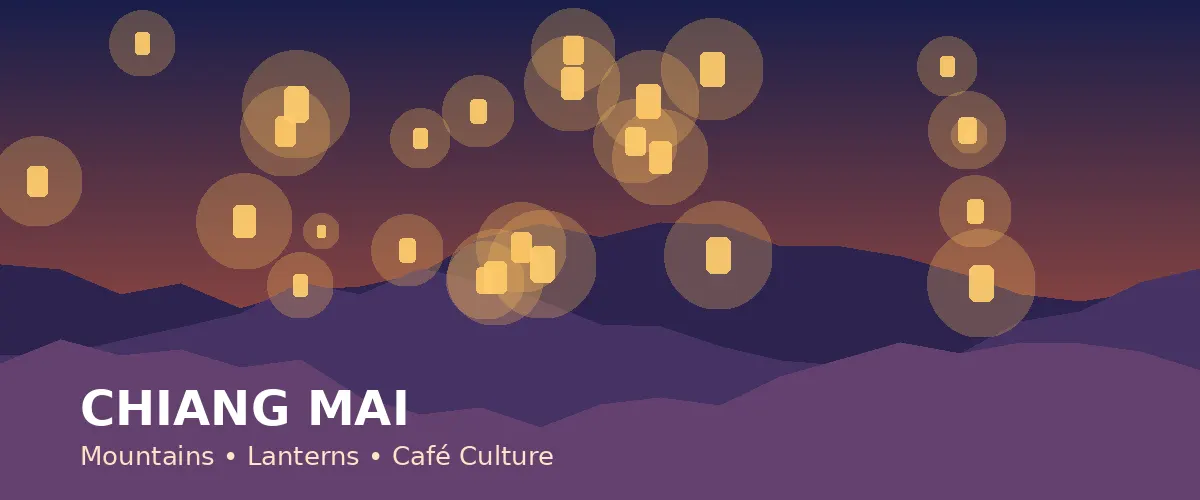 Chiang Mai mountain and lantern abstract — northern Thailand date ideas