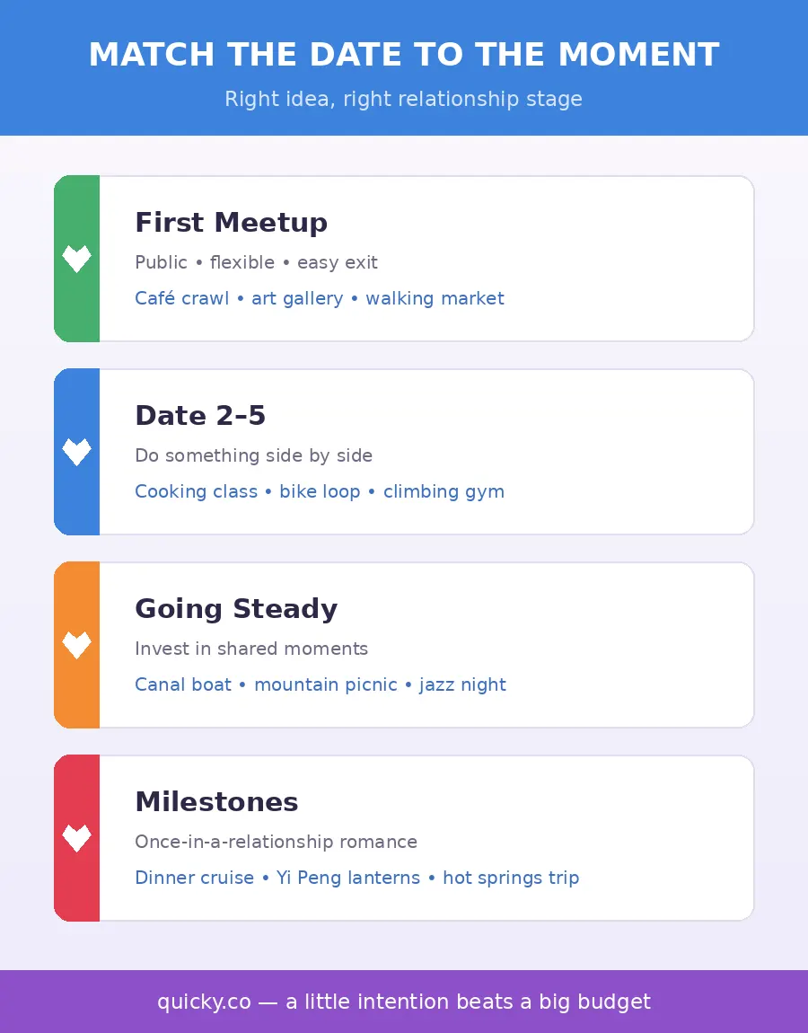 Infographic — matching date ideas to relationship stage