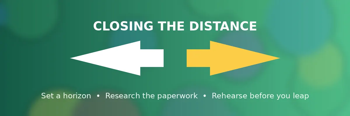 Closing the Distance Closing the distance banner - converging arrows