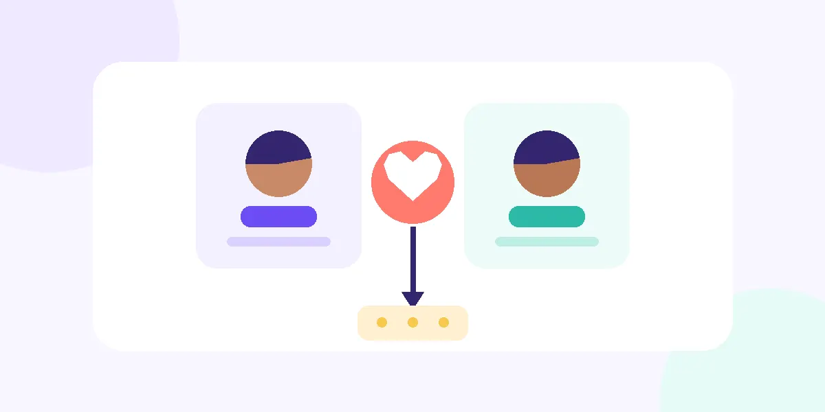 Abstract illustration showing a mutual match and post-event follow-up.