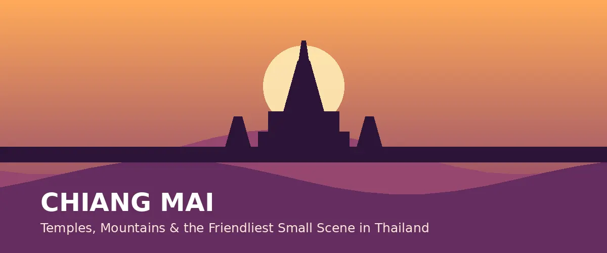 Chiang Mai temples and mountains abstract — northern Thailand
