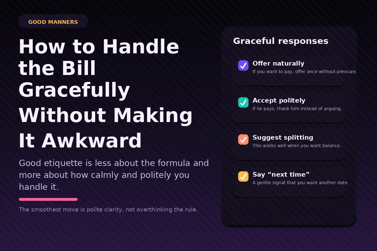 Dark graphic about how to handle the bill gracefully without making it awkward.