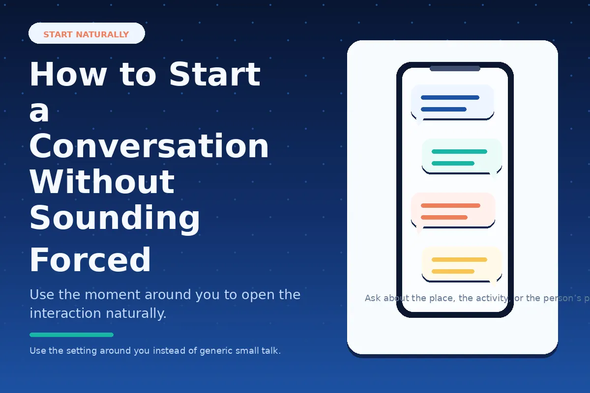 Graphic about how to start a conversation naturally offline.