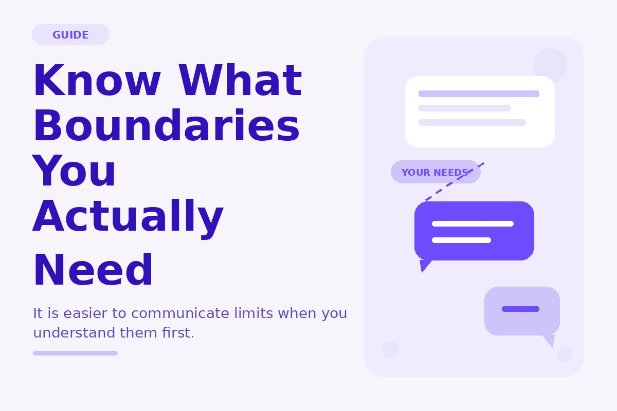 Simple purple graphic about knowing what boundaries you actually need.