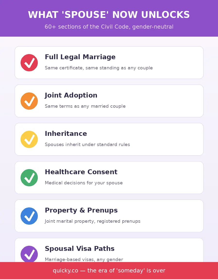 Infographic — legal rights unlocked by the Marriage Equality Act
