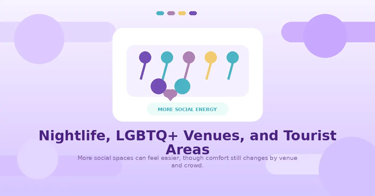 Light purple infographic about public affection in LGBTQ nightlife and tourist areas in Thailand.