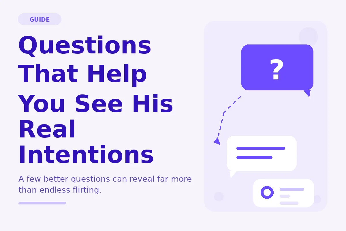 Simple purple graphic about questions that help reveal real intentions.