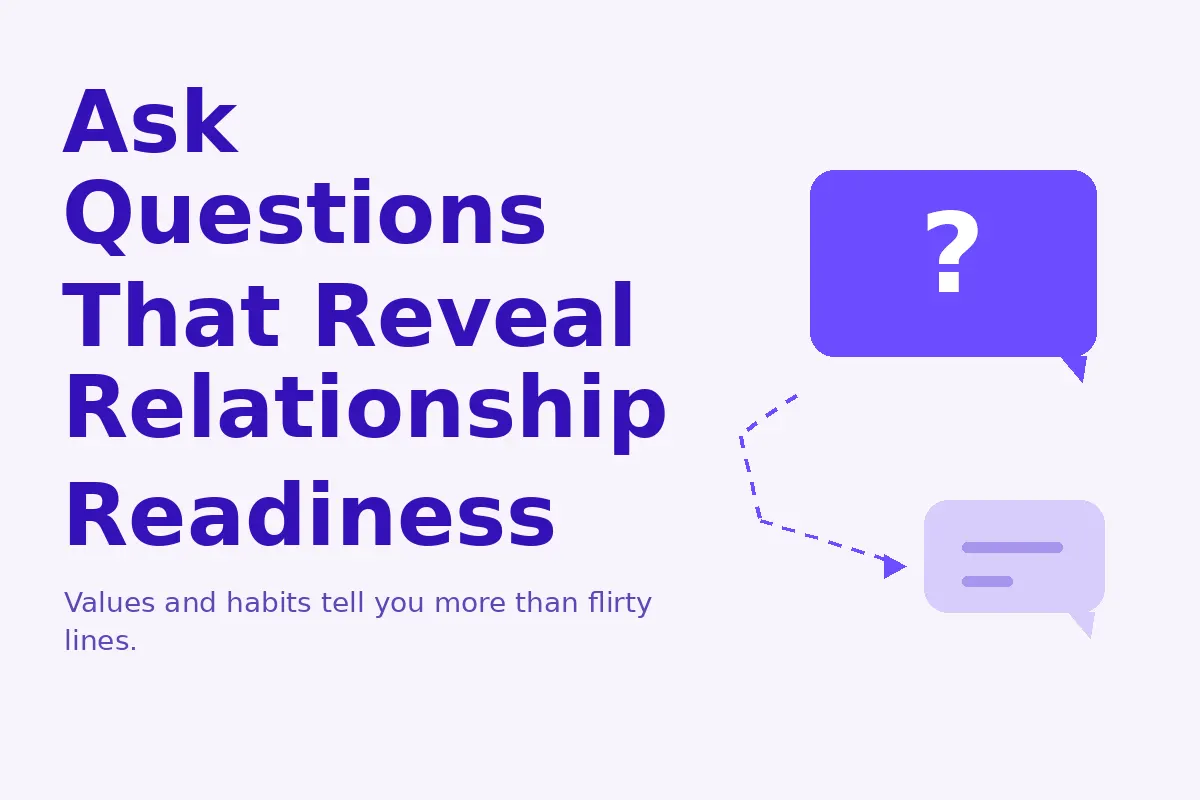 Simple purple graphic about asking questions that reveal readiness for commitment.