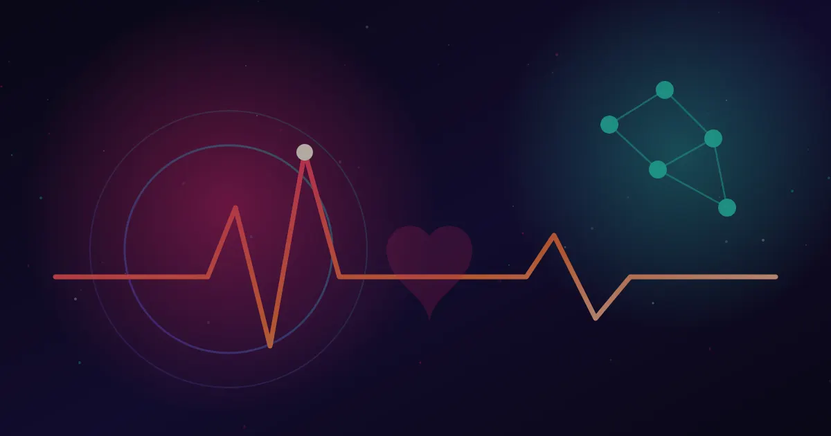 Gráfico abstrato com linhas de pulso e grupos moleculares representando saúde sexual e consentimento.