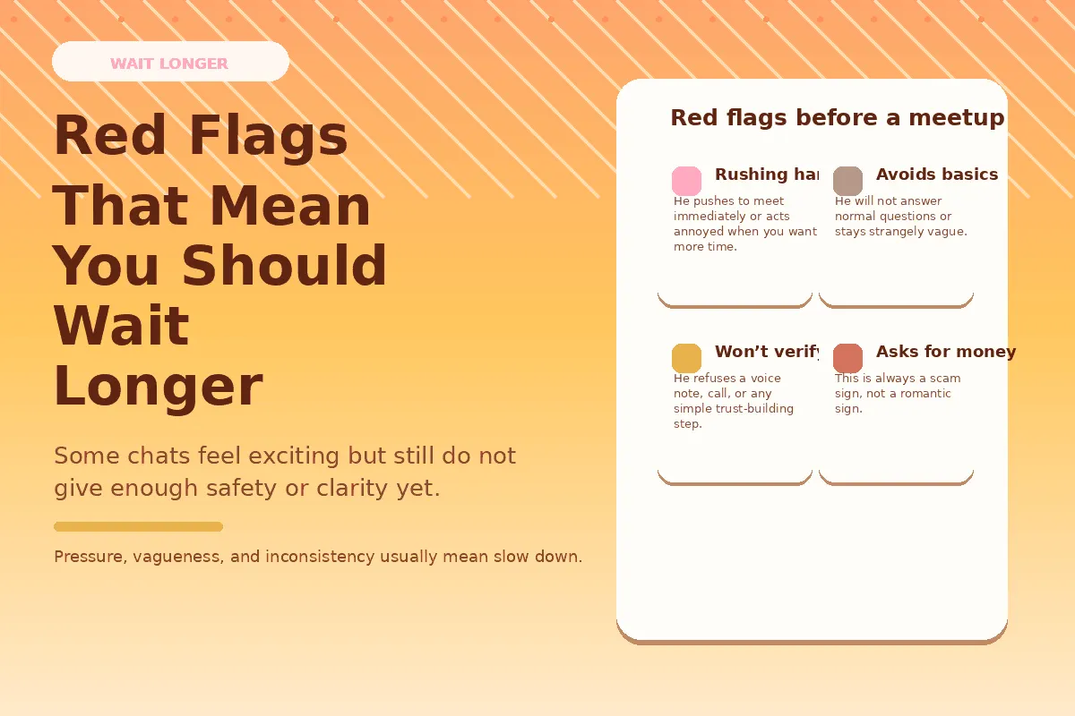 Graphic about red flags that mean you should wait longer.