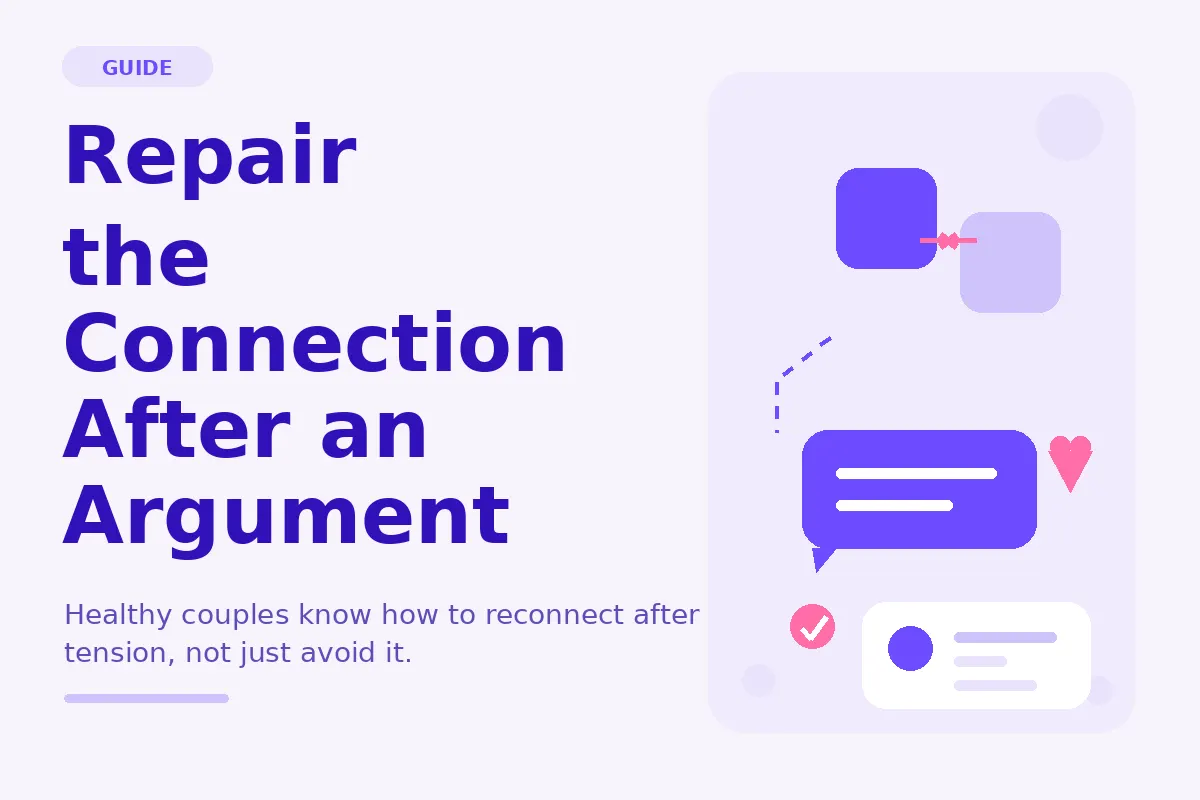 Simple purple graphic about repairing connection after an argument.