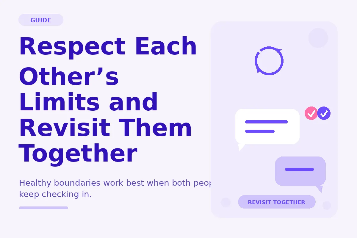 Simple purple graphic about respecting limits and revisiting them together.