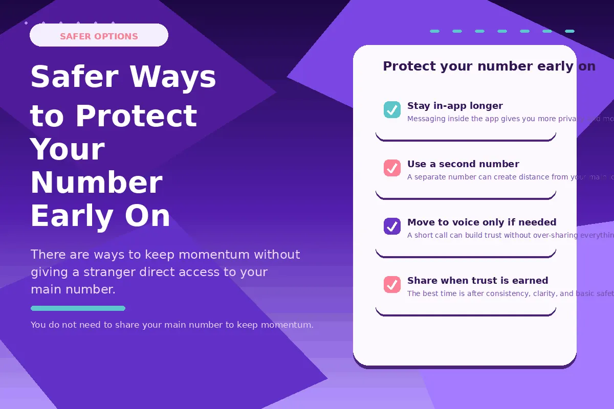 Purple infographic about safer ways to protect your number early on.