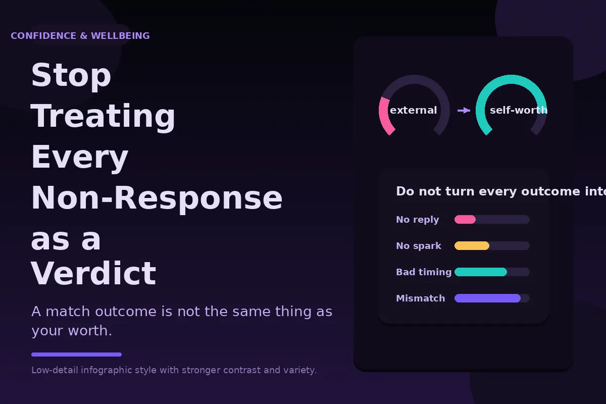 Dark purple graphic about not treating every non-response as a verdict.