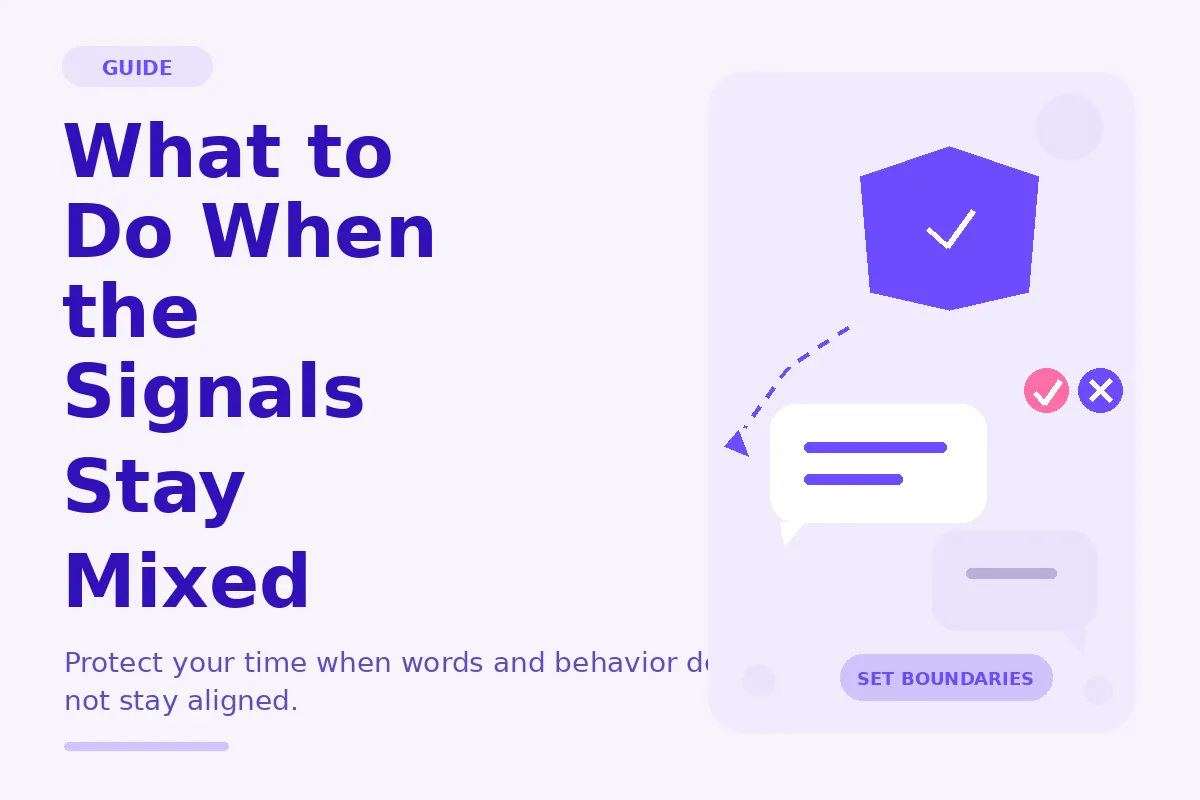 Simple purple graphic about what to do when signals stay mixed.