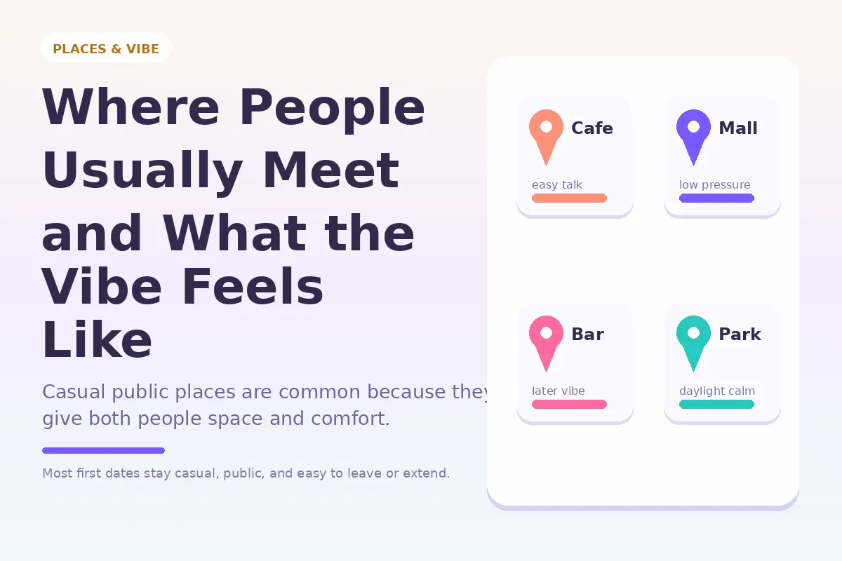 Graphic about where people usually meet and what the first-date vibe feels like.
