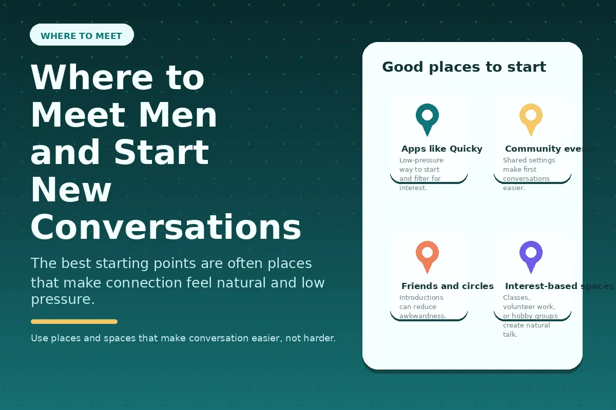 Graphic about where to meet men and start new conversations.