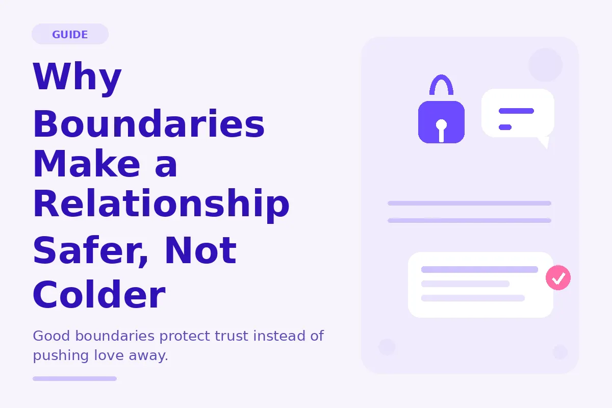 Simple purple graphic about why boundaries make a relationship safer, not colder.