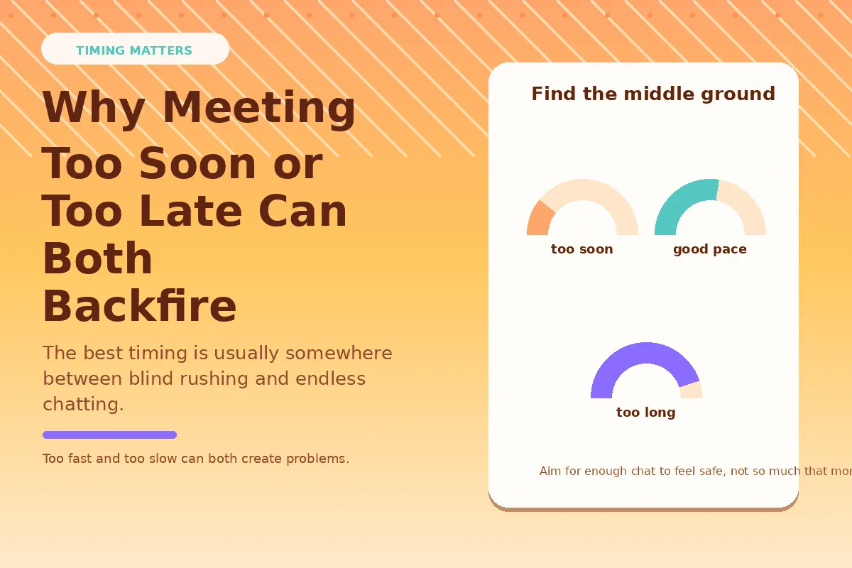 Graphic showing why meeting too soon or too late can both backfire.