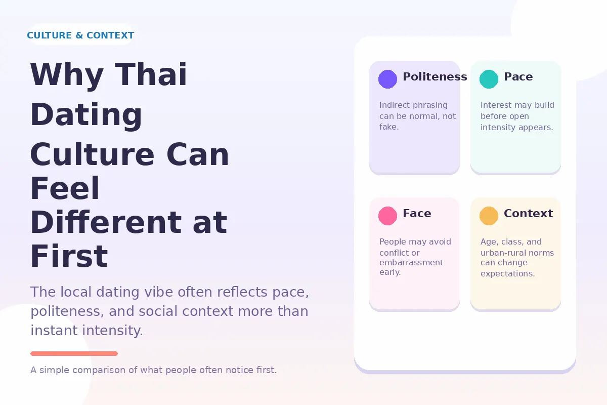 Graphic about why Thai dating culture can feel different at first.