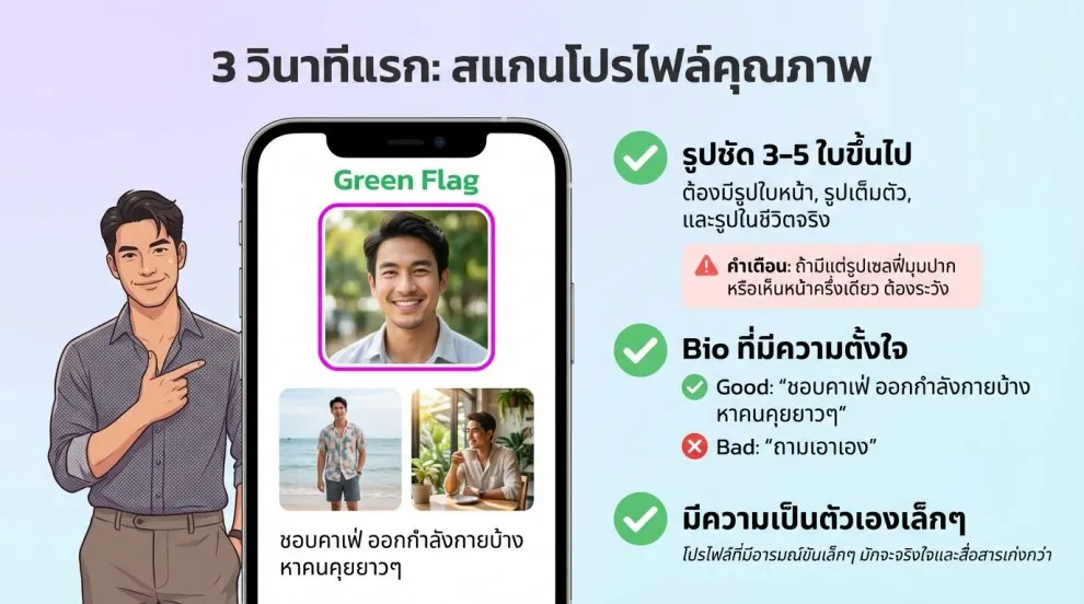 สัญญาณโปรไฟล์หล่อและจริงใจ