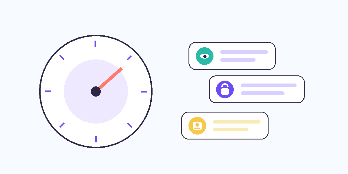 Abstract vector illustration of privacy controls to review before sharing a messaging account.