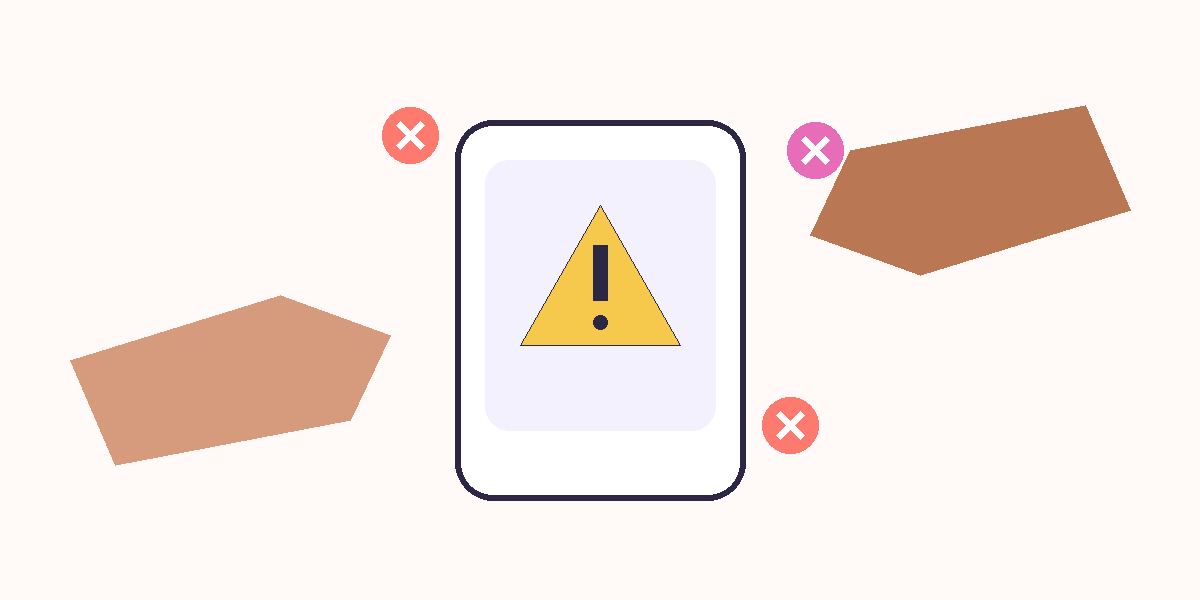 Abstract vector illustration of warning signs when someone pressures a dating app conversation to move elsewhere.