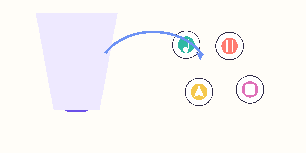 Abstract vector illustration showing attention shifting from self-monitoring toward curiosity about another person.