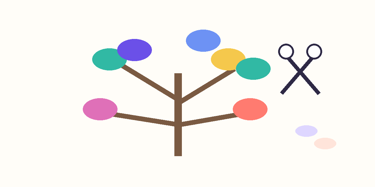 Abstract vector illustration of a pruned tree representing strong dating standards without unnecessary rigidity.