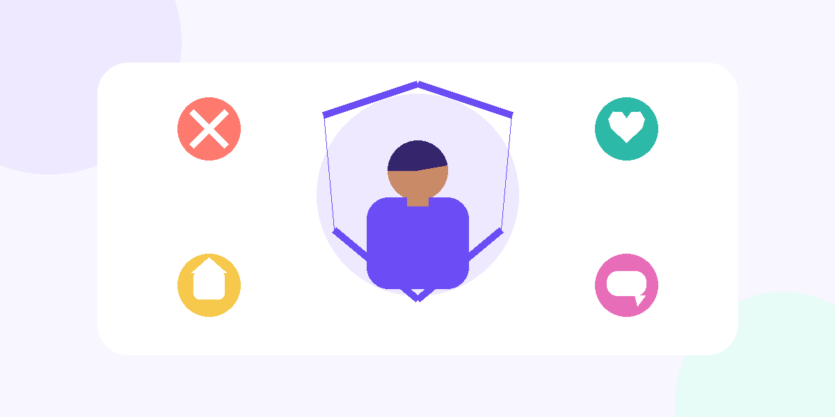 Abstract vector illustration representing healthy dating boundaries and personal wellbeing.