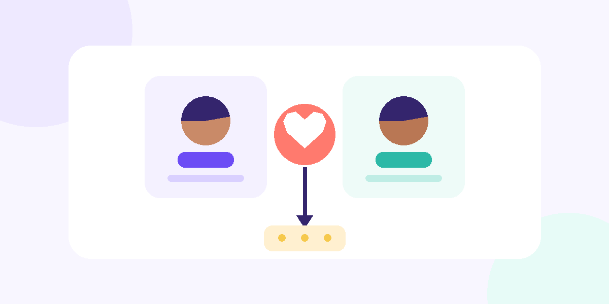 Abstract illustration showing a mutual match and post-event follow-up.
