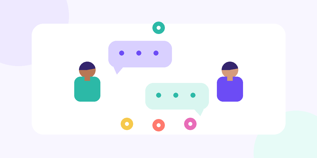 Abstract illustration of a short, balanced speed dating conversation.