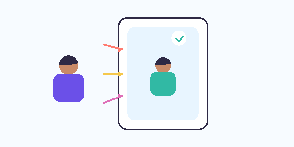Abstract vector illustration using a mirror to represent accountability in an apology.