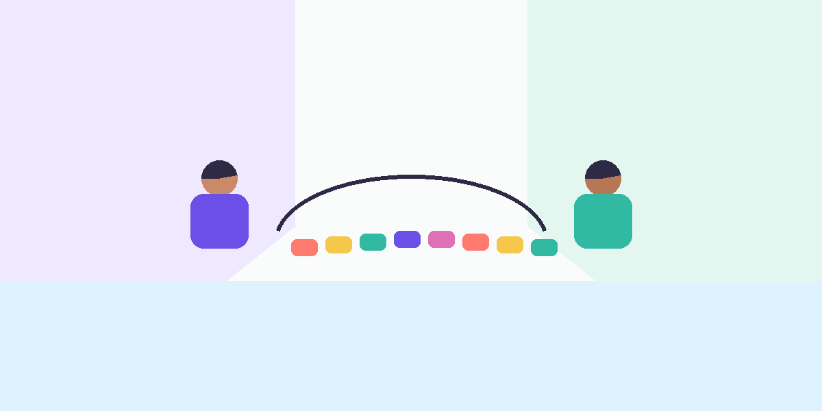 Abstract vector illustration of a bridge being rebuilt after relationship conflict.