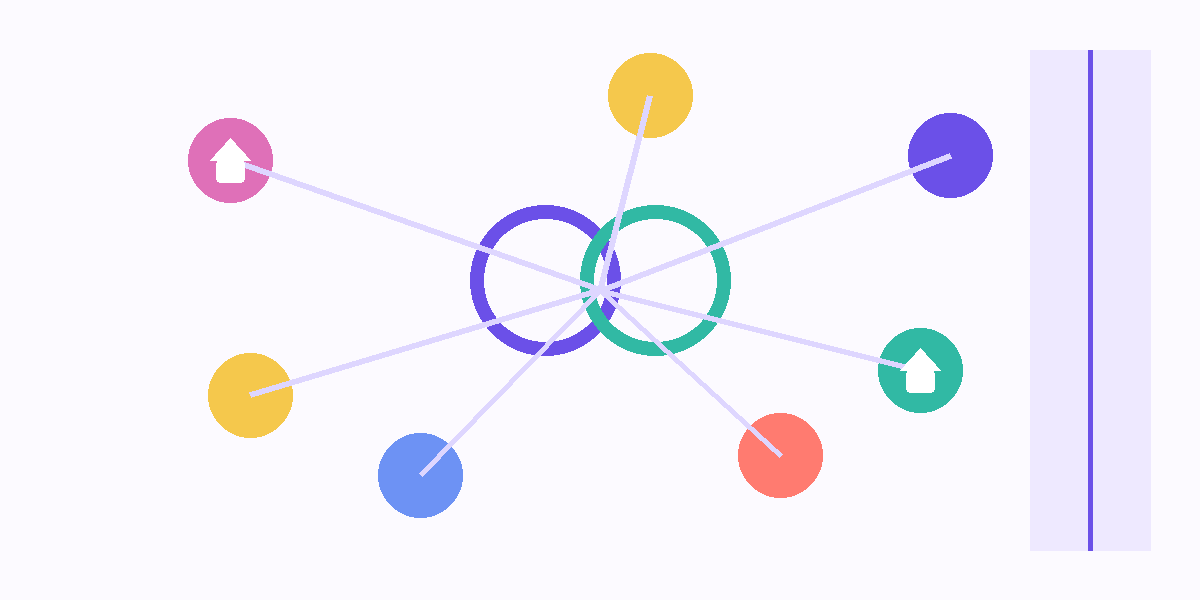 Abstract vector illustration of a couple connected to layered family and social networks.
